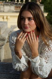 Bague design asymétrique en or rose 18k et diamants