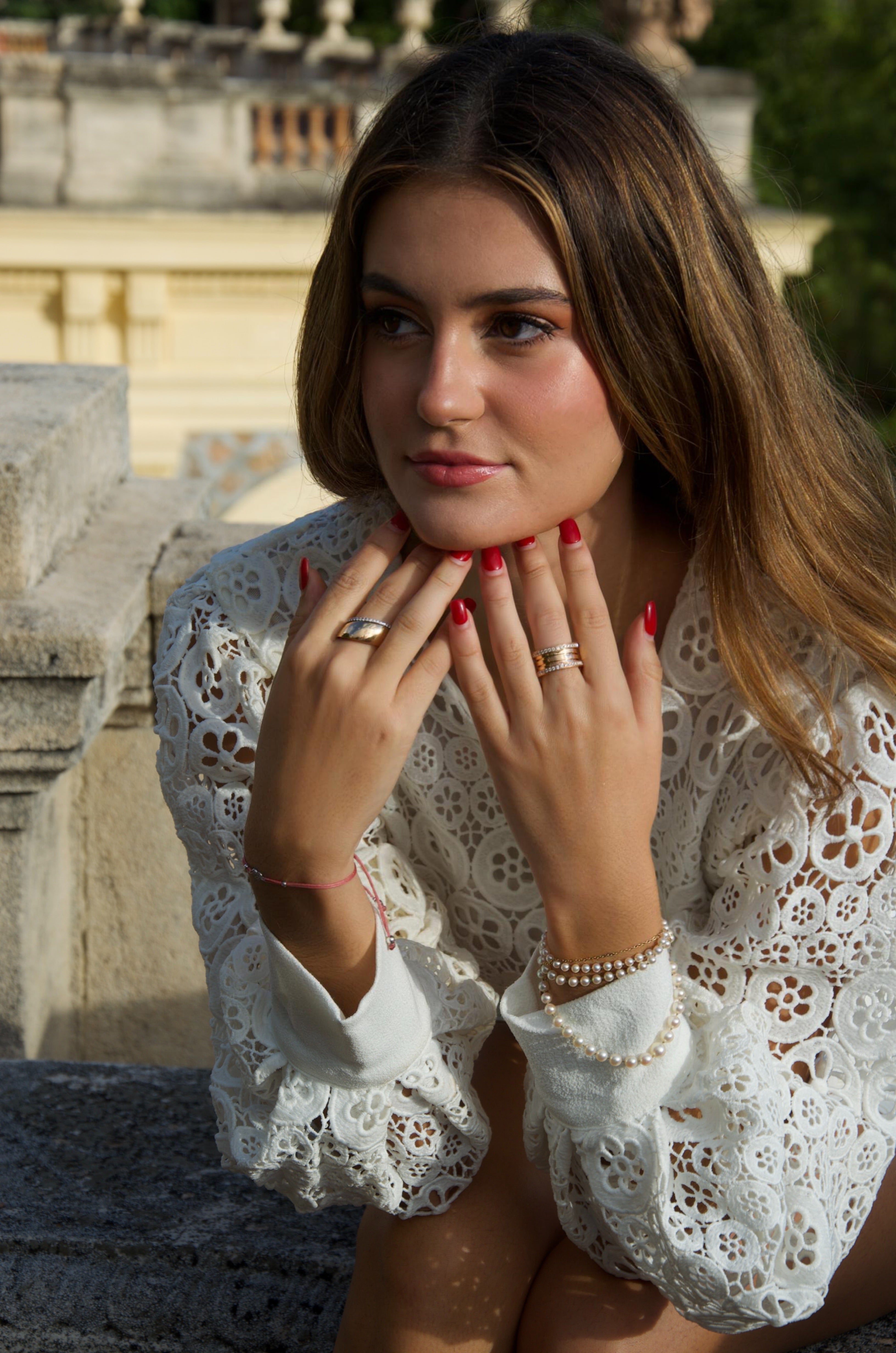 Bague design asymétrique en or rose 18k et diamants