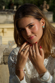 Bague design asymétrique en or rose 18k et diamants