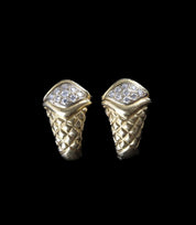 Boucles d'oreilles vintage Cornes d'Abondances, or 18k, diamant