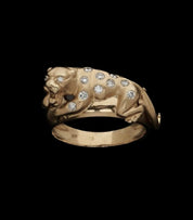 Bague vintage Panthère Rugissant en or 14k, diamant