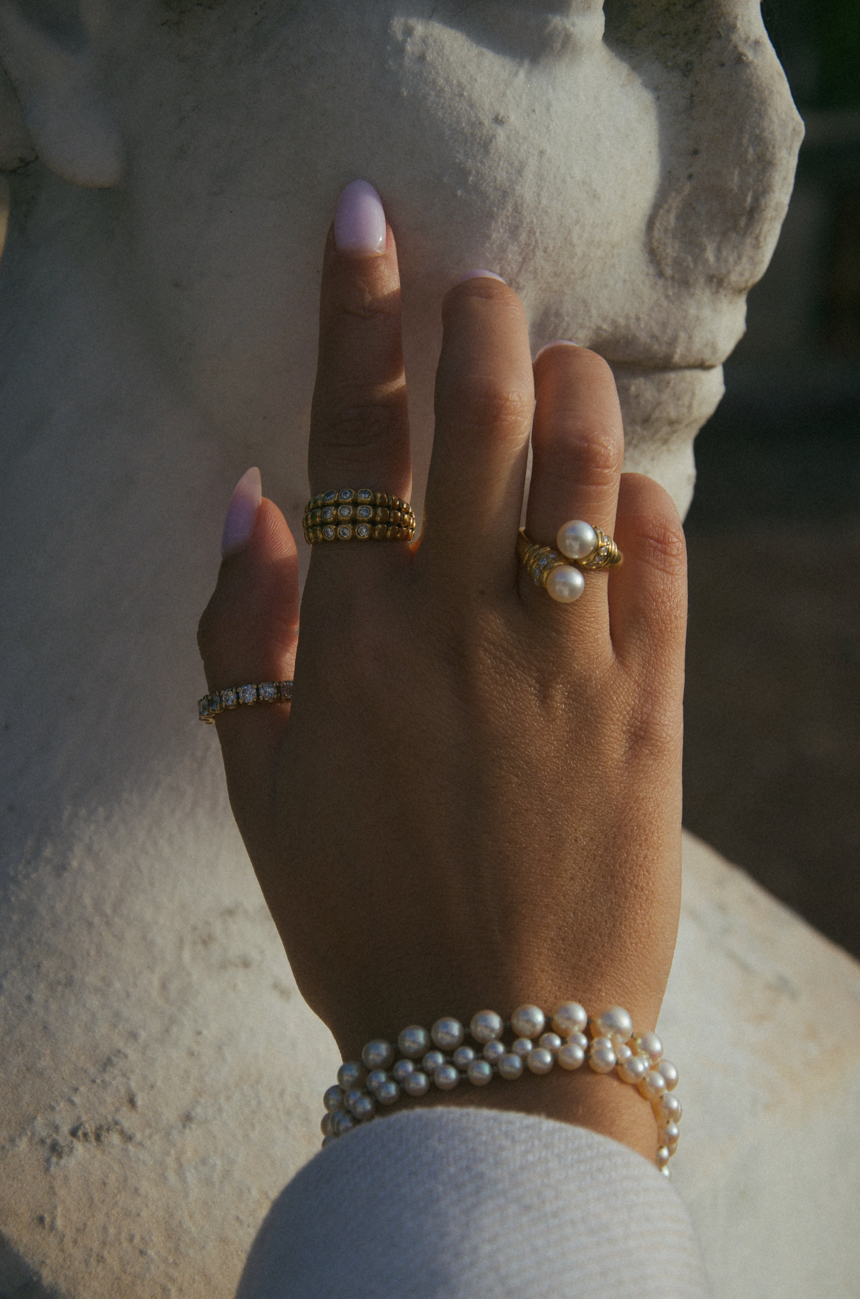 Bague alliance américaine en or 18k et diamants vintage